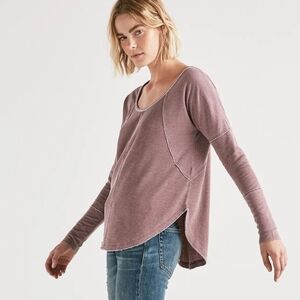 Lucky‎ Brand Exposed Seams Thermal Long Sleeve Top Mauve New XL